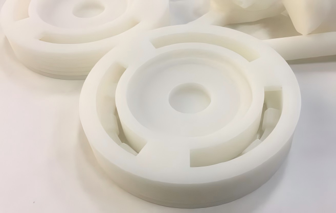 3D printed sample with white Nylon 11 material